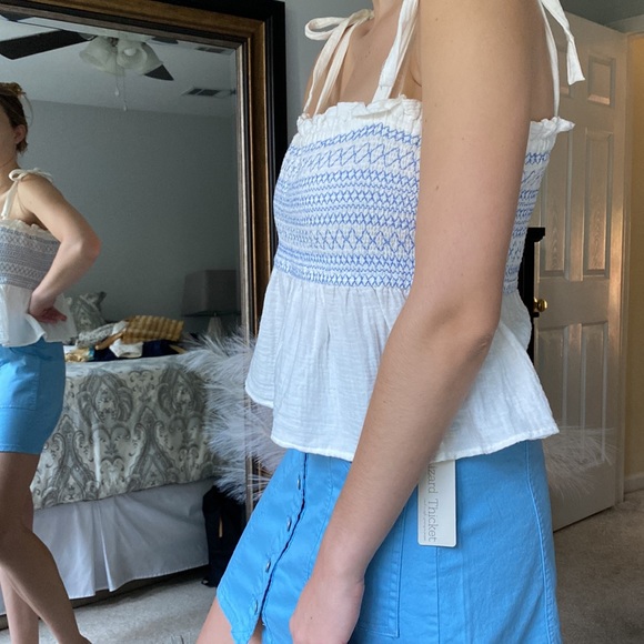 Free People Smocked and Gathered Top with Straps - Picture 3 of 11